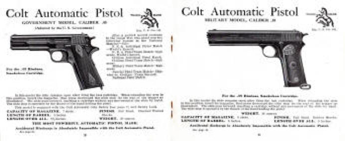 Colt auto government model .5 and military .38 pistols