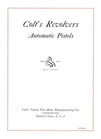 Colt 1926 catalog first page showing  A-70-6th