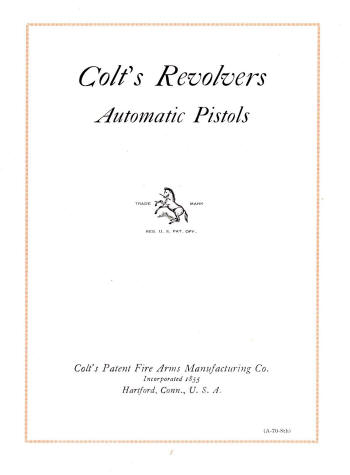 Colt 1927 catalog showing first page A-70-8th