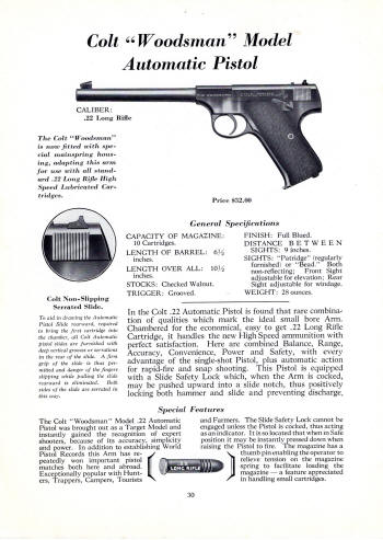 Colt Fire Arms Jan. 1933 Catalog woodsman .22 auto