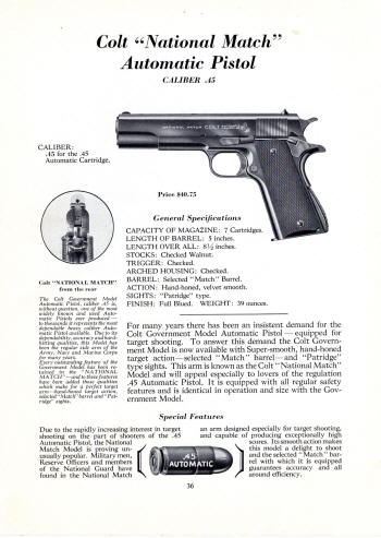 Colt Fire Arms Jan. 1933 Catalog national match