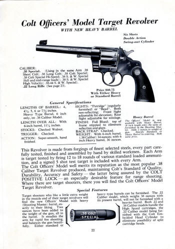 Colt 1936 (Oct.) catalog officers' model target revolver