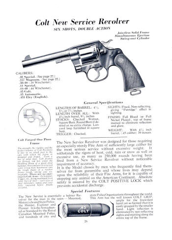 Colt 1937 catalog new service .45 revolver