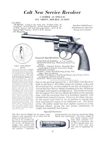 Colt 1937 catalog  new service .38 revolver