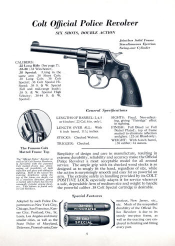 Colt Firearms 1938 catalog official police revolver