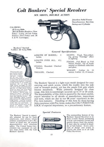 Colt Firearms 1938 catalog bankers' special revolver