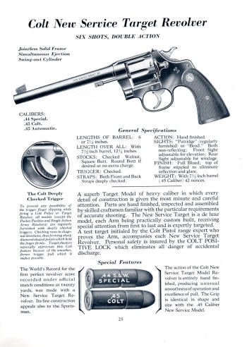 Colt Firearms 1938 catalog new service target revolver