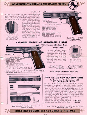 Colt Catalog Revolvers and Automatic Pistols Jan. 1939 page 11