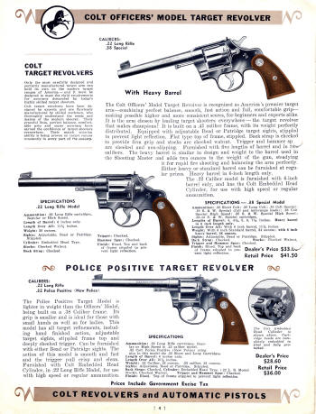 Colt Revolvers and Automatic Pistols Illustrated Price List Sept. 1938 page 4