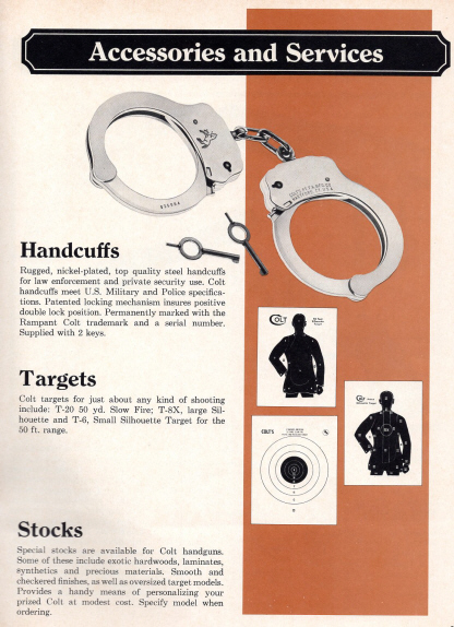 1970s catalog with colt handcuffs and accesories 