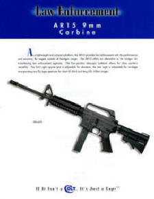 Colt 1999 law enforcement spec sheet for AR rifle
