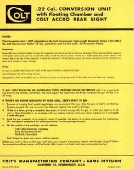 1954 Colt conversion unit ACCRO real itght instructions A217-12-54